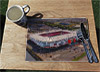 Wooden cork placemat showing Aerial Photograph of Middlesbrough - Riverside