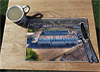 Wooden cork placemat showing Aerial Photograph of Millwall - The Den