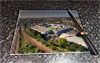 Rectangular glass cuttingboard showing Aerial Photograph of Millwall - The Den