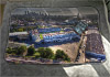 Large white fleece Blanket showing Aerial Photograph of Millwall - The Den