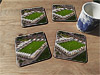 Cork drink coaster showing Aerial Photograph of Morecambe - Globe Arena