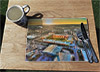 Wooden cork placemat showing Aerial Photograph of Norwich City - Carrow Road
