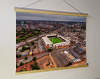 A 62cm / 24.4" poster hanger with 18x24" landscape print showing Aerial Photograph of Nottingham Forest - The City Ground