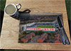 Wooden cork placemat showing Aerial Photograph of Oldham Athletic - Boundary Park