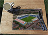 Wooden cork placemat showing Aerial Photograph of Oldham Athletic - Boundary Park
