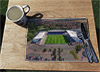 Wooden cork placemat showing Aerial Photograph of Oxford United - Kassam Stadium