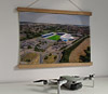 42cm / 16.5" poster hanger with 12x16" landscape print showing Aerial Photograph of Oxford United - Kassam Stadium