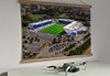 A 62cm / 24.4" poster hanger with 18x24" landscape print showing Aerial Photograph of Oxford United - Kassam Stadium