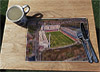 Wooden cork placemat showing Aerial Photograph of Partick Thistle - Firhill