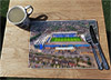 Wooden cork placemat showing Aerial Photograph of Peterborough United - London Road