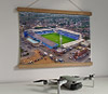 42cm / 16.5" poster hanger with 12x16" landscape print showing Aerial Photograph of Peterborough United - London Road