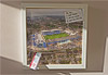 Premium Framed Cork Pin Board showing Aerial Photograph of Peterborough United - London Road