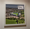 Premium Framed Cork Pin Board showing Aerial Photograph of Plymouth Argyle - Home Park