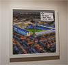 Premium Framed Cork Pin Board showing Aerial Photograph of Portsmouth - Fratton Park