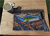 Wooden cork placemat showing Aerial Photograph of Portsmouth - Fratton Park