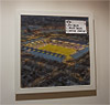 Premium Framed Cork Pin Board showing Aerial Photograph of Portsmouth - Fratton Park