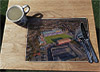 Wooden cork placemat showing Aerial Photograph of Queen of the South - Palmerston Park