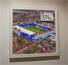 Premium Framed Cork Pin Board showing Aerial Photograph of Queens Park Rangers - Loftus Road