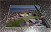 Rectangular glass cuttingboard showing Aerial Photograph of Raith Rovers - Stark's Park
