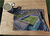 Wooden cork placemat showing Aerial Photograph of Raith Rovers - Stark's Park
