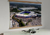 A 62cm / 24.4" poster hanger with 18x24" landscape print showing Aerial Photograph of Reading - Madjeski Stadium