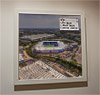 Premium Framed Cork Pin Board showing Aerial Photograph of Reading - Madjeski Stadium