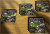 Cork drink coaster showing Aerial Photograph of Rochdale - Spotland Stadium
