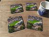 Cork drink coaster showing Aerial Photograph of Rochdale - Spotland Stadium