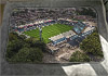 Large white fleece Blanket showing Aerial Photograph of Rochdale - Spotland Stadium