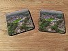 Cork drink coaster showing Aerial Photograph of Rochdale - Spotland Stadium