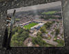 Wooden cork placemat showing Aerial Photograph of Rochdale - Spotland Stadium