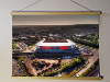 A 62cm / 24.4" poster hanger with 18x24" landscape print showing Aerial Photograph of Rotherham United - New York Stadium