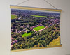 A 62cm / 24.4" poster hanger with 18x24" landscape print showing Aerial Photograph of Salford City - Peninsula Stadium