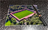 Rectangular glass cuttingboard showing Aerial Photograph of Salford City - Peninsula Stadium