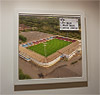 Premium Framed Cork Pin Board showing Aerial Photograph of Scunthorpe United - Glanford Park