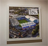Premium Framed Cork Pin Board showing Aerial Photograph of Sheffield Wednesday - Hillsborough