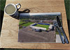 Wooden cork placemat showing Aerial Photograph of Shrewsbury Town - New Meadow