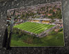 Wooden cork placemat showing Aerial Photograph of Southport - Merseyrail Community Stadium