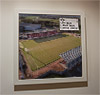 Premium Framed Cork Pin Board showing Aerial Photograph of Stirling Albion - Forthbank Stadium