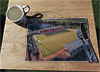 Wooden cork placemat showing Aerial Photograph of Stirling Albion - Forthbank Stadium
