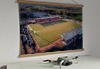 A 62cm / 24.4" poster hanger with 18x24" landscape print showing Aerial Photograph of Stirling Albion - Forthbank Stadium