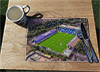 Wooden cork placemat showing Aerial Photograph of Stockport County - Edgeley Park
