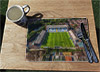 Wooden cork placemat showing Aerial Photograph of Stockport County - Edgeley Park