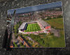Wooden cork placemat showing Aerial Photograph of Swindon Town - The County Ground