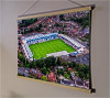 A 62cm / 24.4" poster hanger with 18x24" landscape print showing Aerial Photograph of Telford United - New Bucks Head