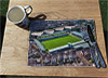Wooden cork placemat showing Aerial Photograph of Torquay United - Plainmoor