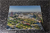 Rectangular glass cuttingboard showing Aerial Photograph of West Ham - Olympic Stadium