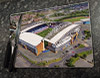 Wooden cork placemat showing Aerial Photograph of Wigan Athletic - DW Stadium