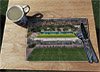 Wooden cork placemat showing Aerial Photograph of Yeovil Town - Huish Park