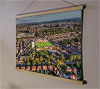 A 62cm / 24.4" poster hanger with 18x24" landscape print showing Aerial Photograph of York City - Bootham Crescent